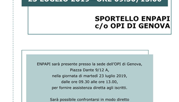 Sportello di Enpapi aperto presso l'OPI Genova