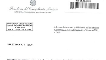 Prime indicazioni in materia di contenimento e gestione dell'emergenza epidemiologica da COVID -2019