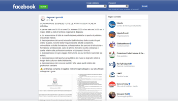 Regione Liguria, Coronavirus