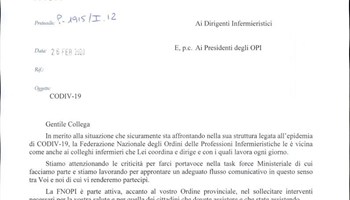 Ringraziamenti per attività svolta nell'assistenza e gestione del Coronavirus Covid 19