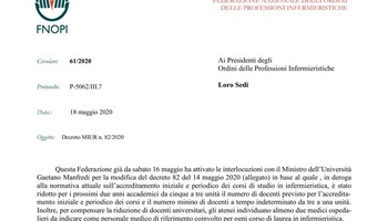 NUMERO MINIMO DI DOCENTI DI RIFERIMENTO DEI CORSI DI LAUREA IN INFERMIERISTICA