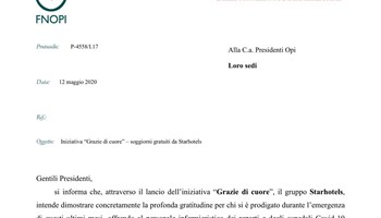 Iniziativa “Grazie di cuore”, soggiorni gratuiti da Starhotels