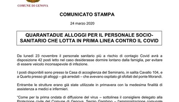 Alloggi per il personale sanitario in prima linea per il Covid