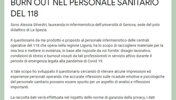QUESTIONARIO COVID 19: STRESS E BURN OUT NEL PERSONALE SANITARIO DEL 118
