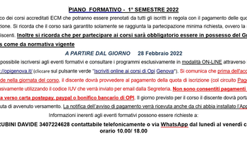 Al via i corsi del I semestre 2022, piano formativo completo