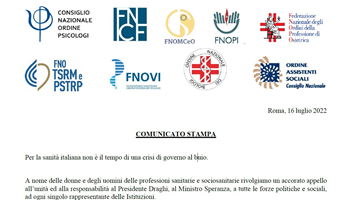 Comunicato stampa, federazioni nazionali delle professioni sanitarie