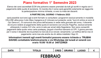 Al via i corsi di formazione del 1 semestre 2023
