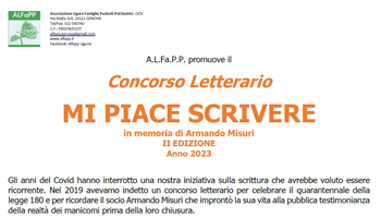A.L.Fa.P.P. promuove il Concorso Letterario MI PIACE SCRIVERE
