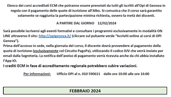 Al via i corsi di formazione del I semestre 2024