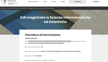 Corso di Laurea Magistrale in Scienze Infermieristiche ed Ostetriche