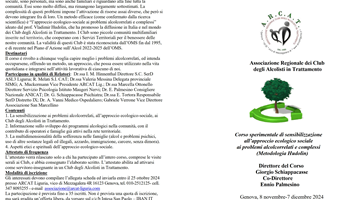 Associazione Regionale dei Club degli Alcolisti in Trattamento, invito al corso di sensibilizzazione