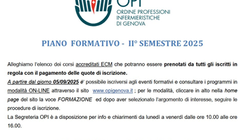 Corsi di formazione di OPI Genova, partono le iscrizioni online