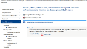 Concorso 24 posti Infermiere, Asl3