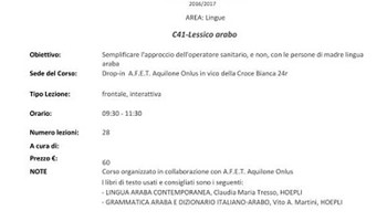 Corso in lingua Araba