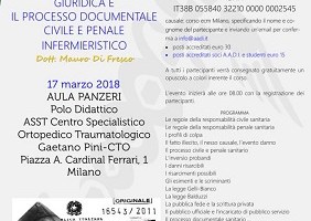 La responsabilita' giuridica e il processo documentale civile e penale infermieristico