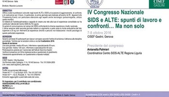 IV Congresso Nazionale SIDS e ALTE: spunti di lavoro e  confronti… Ma non solo