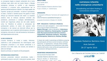 Allattamento e nutrizione infantile nelle emergenze umanitarie